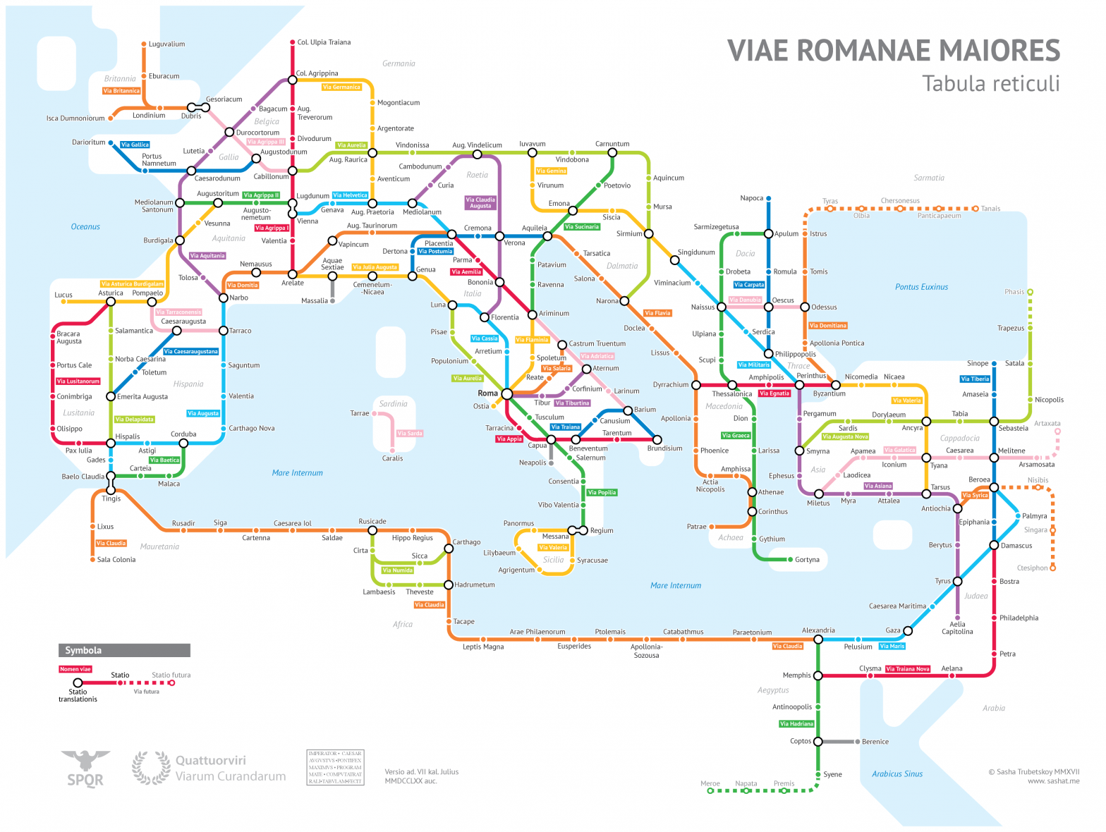 Ancient Roman Roads Rendered as Modern Subway Maps